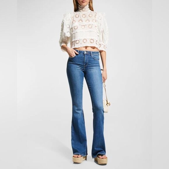 L’AGENCE Bell High Rise‎ Flare Jeans High Waist Slim Fit Medium Wash Size 31 - Picture 1 of 14